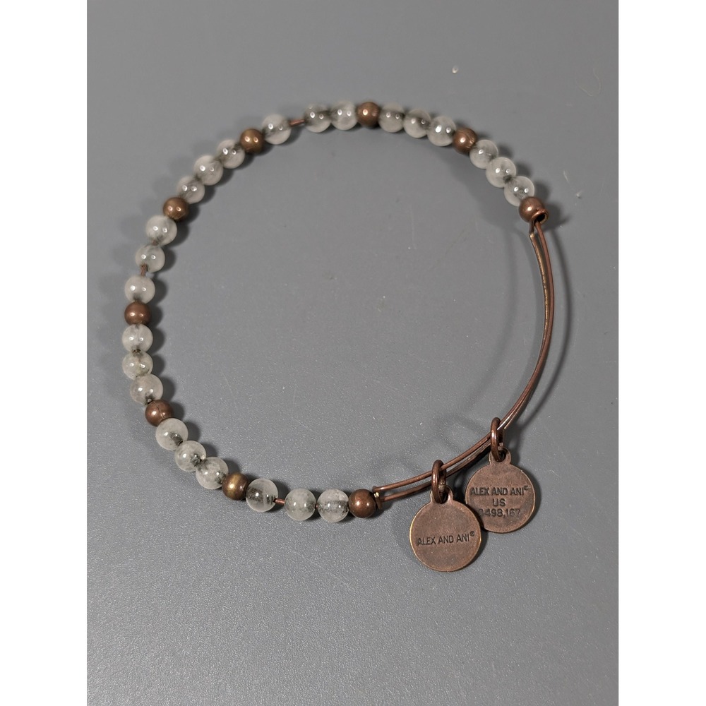 Alex and Ani Warmest Wishes Beaded Charm Bangle Bracelet 7.5" Bronze Tone